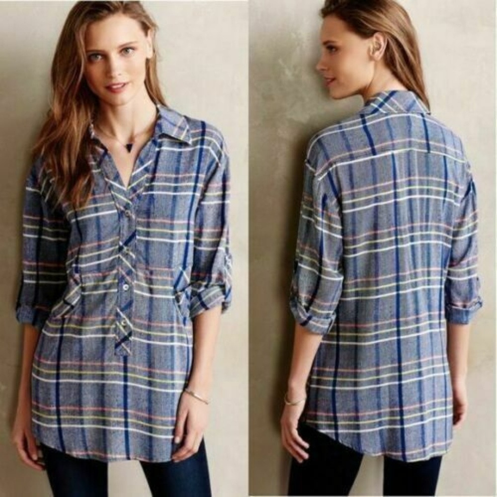 Plenty by Tracy Reese Dania Plaid Tunic Top S EUC